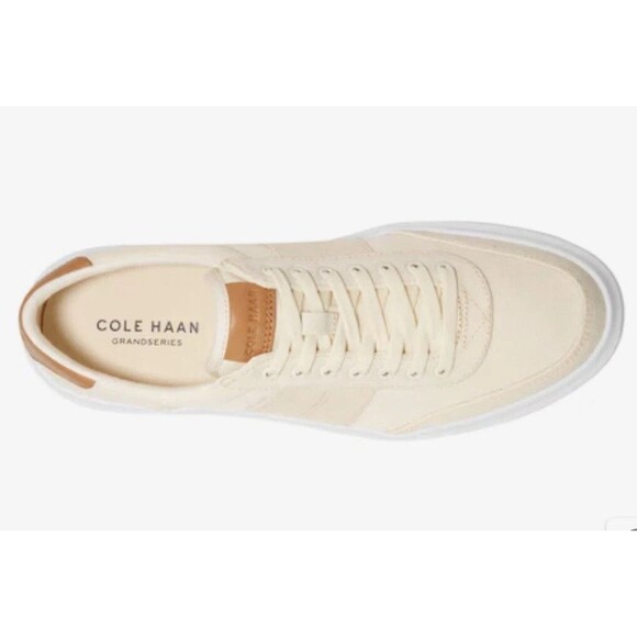 Cole Haan Mens Size 10 Med GrandPro Rally Canvas Court Sneaker Ivory Tan New - Picture 2 of 4